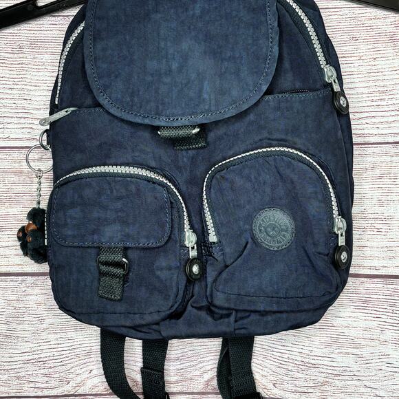 Kipling Navy Blue Small Lovebug Travel Daily Backpack Clean with Keychain - Picture 11 of 12